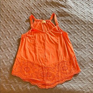 Anthropologie meadow rue size small coral colored tank top with eyelet trim